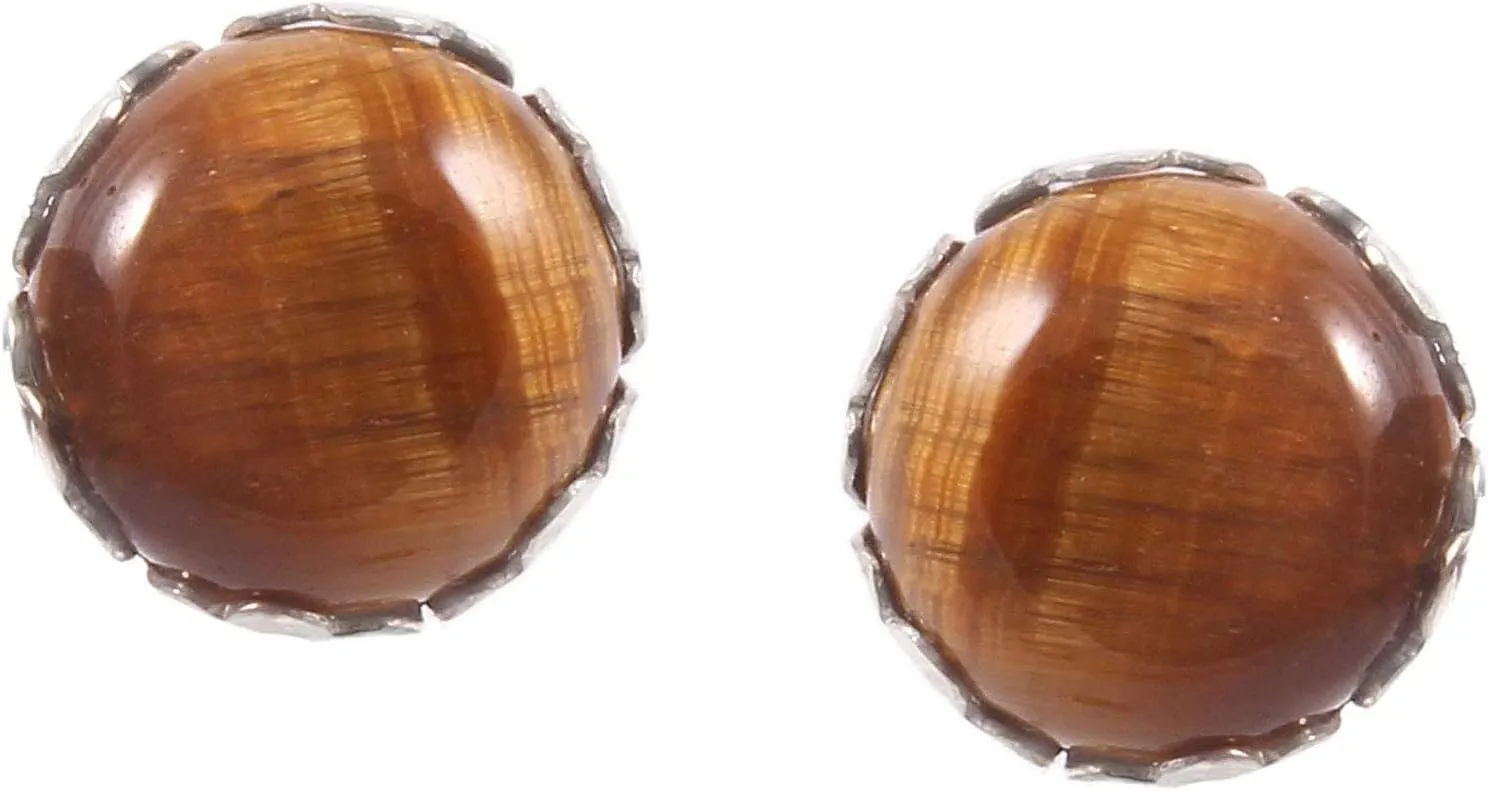 Tiger-Eye Gemstone Earrings, Tiger Eye Studs Earrings, Round Studs, Everyday Jewelry, Minimalist Earrings, Sterling Silver Studs, Wedding Jewelry, gift idea