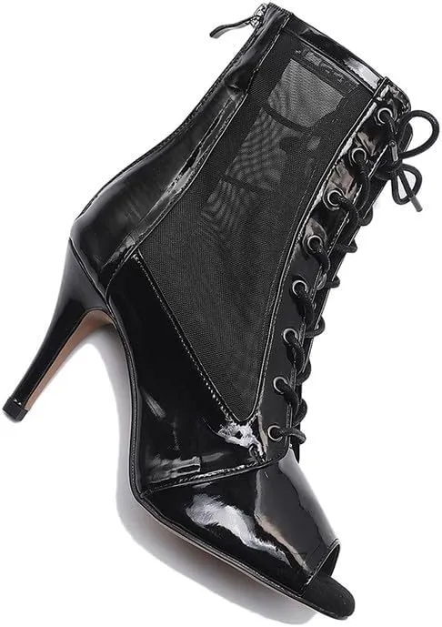 TINRYMX Women Ballroom Dance Boots Latin Salsa Ankle Boots Performance Party Dance Shoes, Model-QJW7248