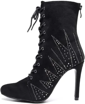 TINRYMX Women Latin Ballroom Dance Boots Ankle Boots Salsa Jazz Dance Shoes, Model-QJW7262