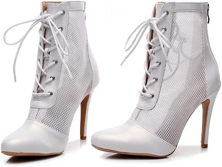 TINRYMX Women Latin Ballroom Dance Boots Ankle Boots Salsa Jazz Performance Party Dance Shoes, Model-QJW7260