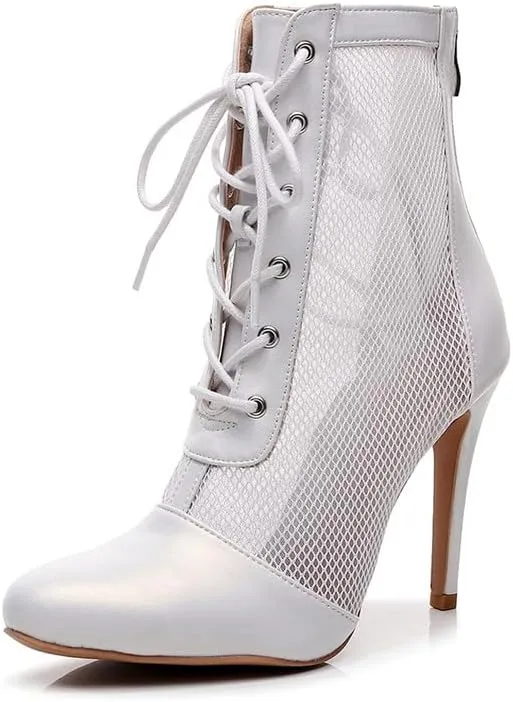 TINRYMX Women Latin Ballroom Dance Boots Ankle Boots Salsa Jazz Performance Party Dance Shoes, Model-QJW7260
