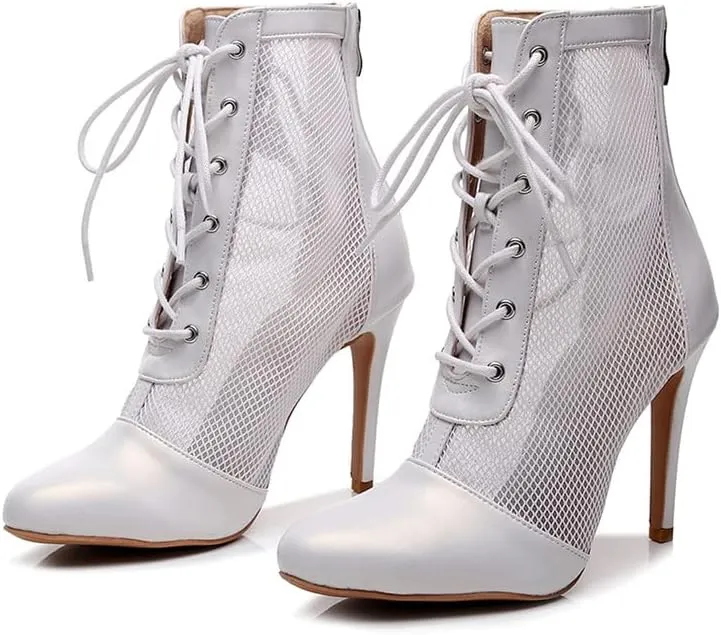 TINRYMX Women Latin Ballroom Dance Boots Ankle Boots Salsa Jazz Performance Party Dance Shoes, Model-QJW7260