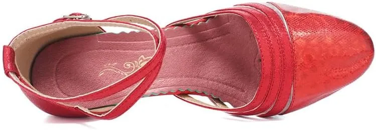 TINRYMX Women's Ankle Strap Closed Toe Glitter Latin Salsa Tango Dance Shoes Party Ballroom Dance Shoes DY302