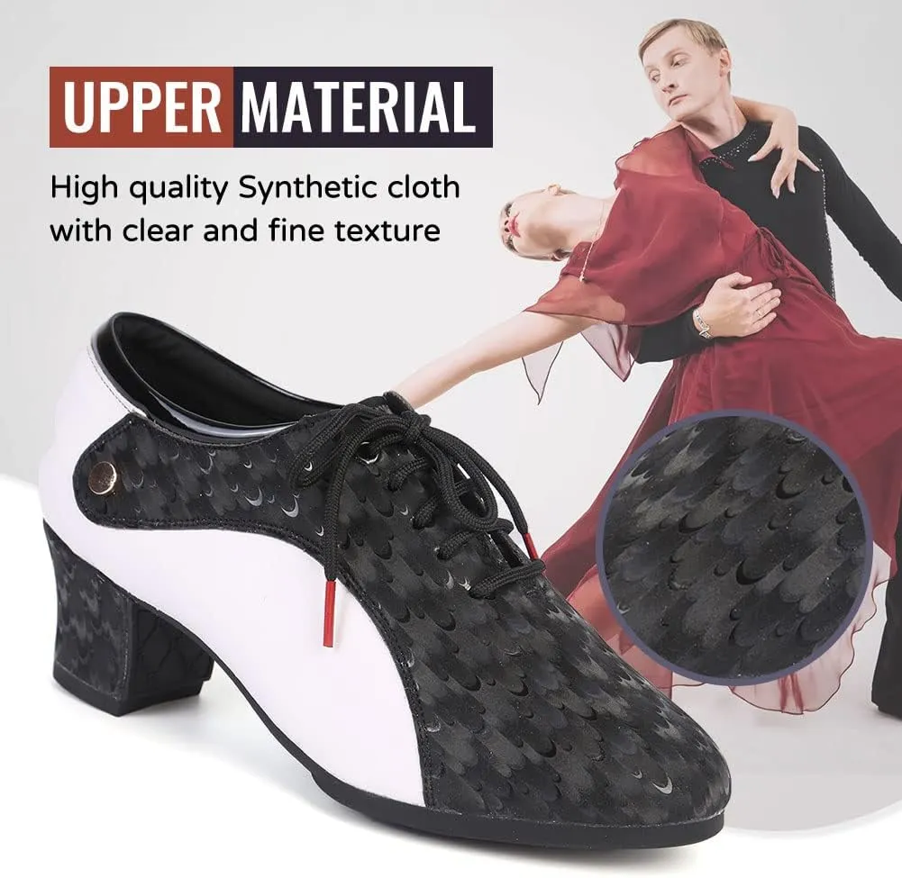 TINRYMX Womens Latin Dance Shoes Lace-up Closed Toe Ballroom Salsa Tango Teaching Performance Dancing Shoes,Model-LHD603