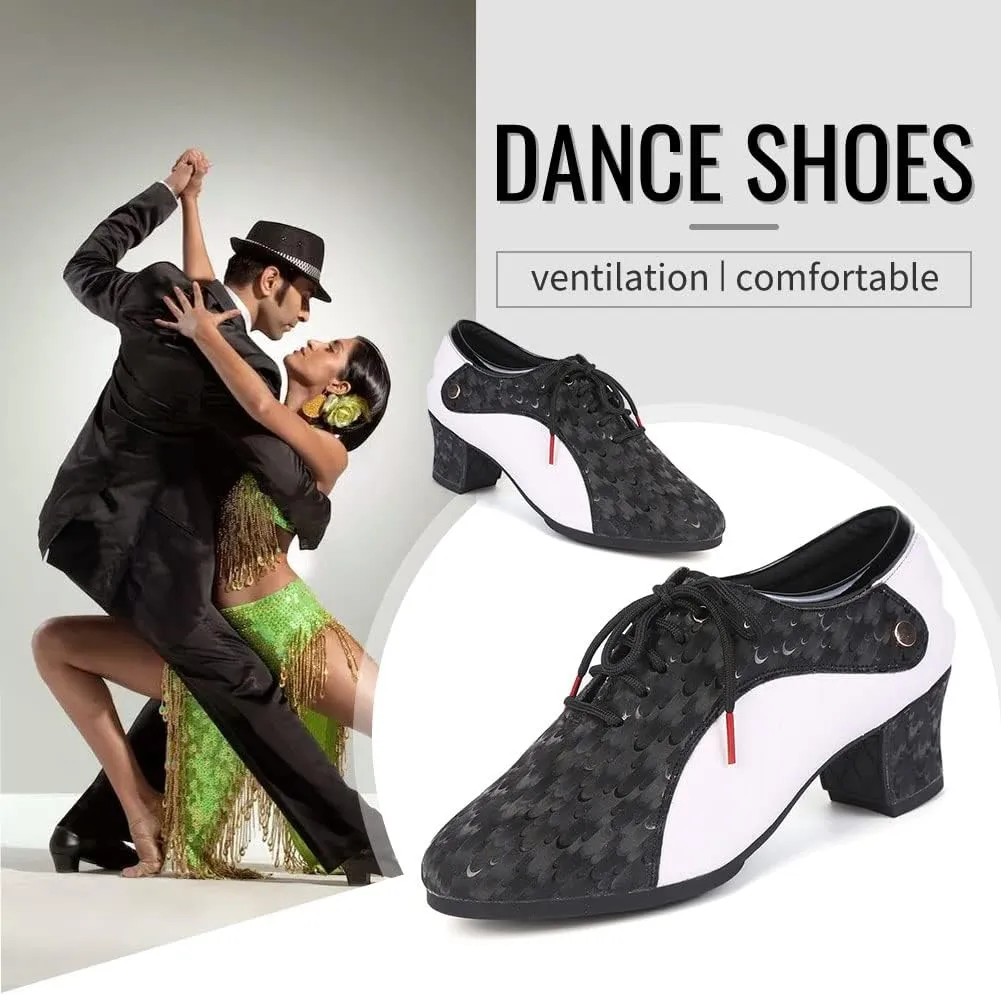TINRYMX Womens Latin Dance Shoes Lace-up Closed Toe Ballroom Salsa Tango Teaching Performance Dancing Shoes,Model-LHD603