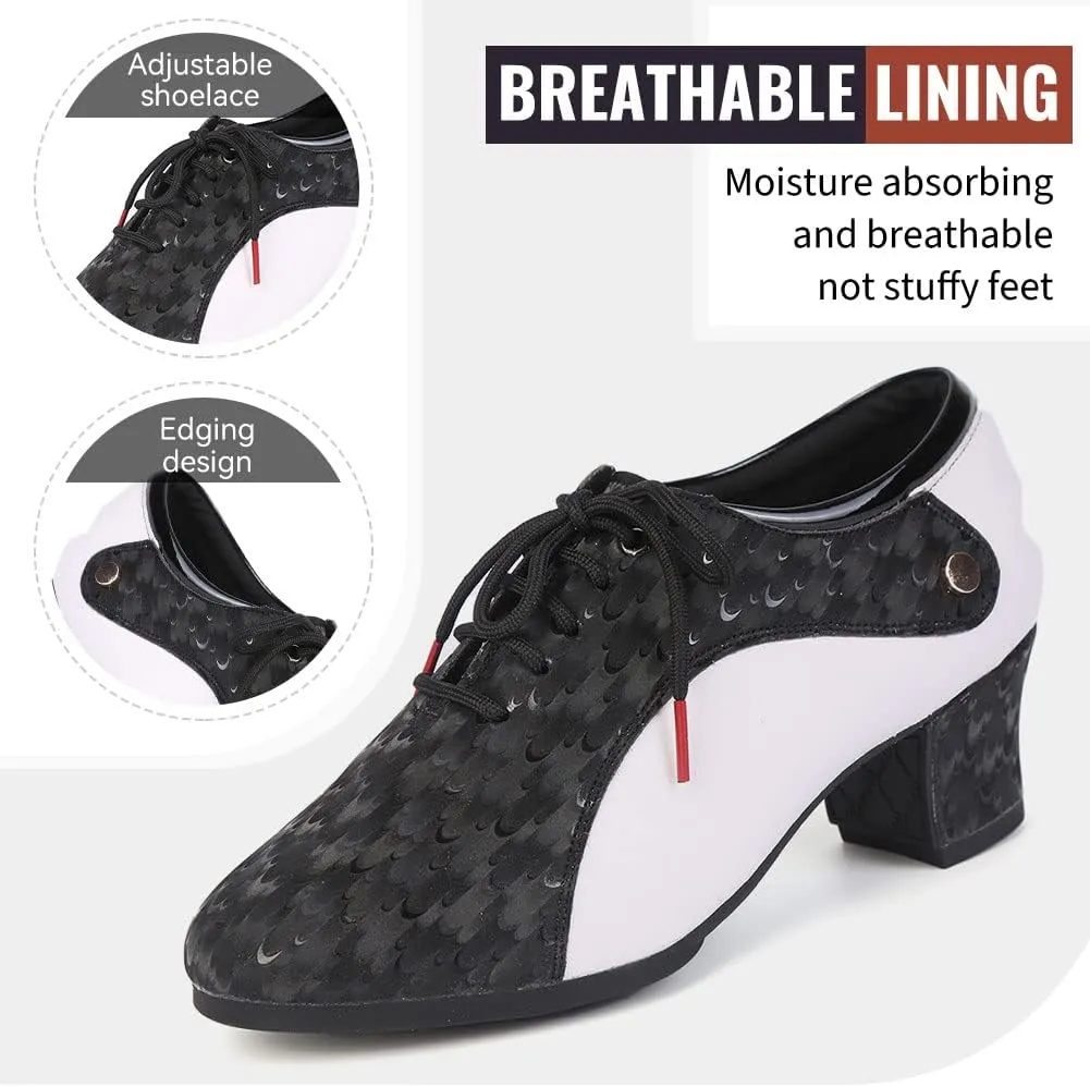 TINRYMX Womens Latin Dance Shoes Lace-up Closed Toe Ballroom Salsa Tango Teaching Performance Dancing Shoes,Model-LHD603
