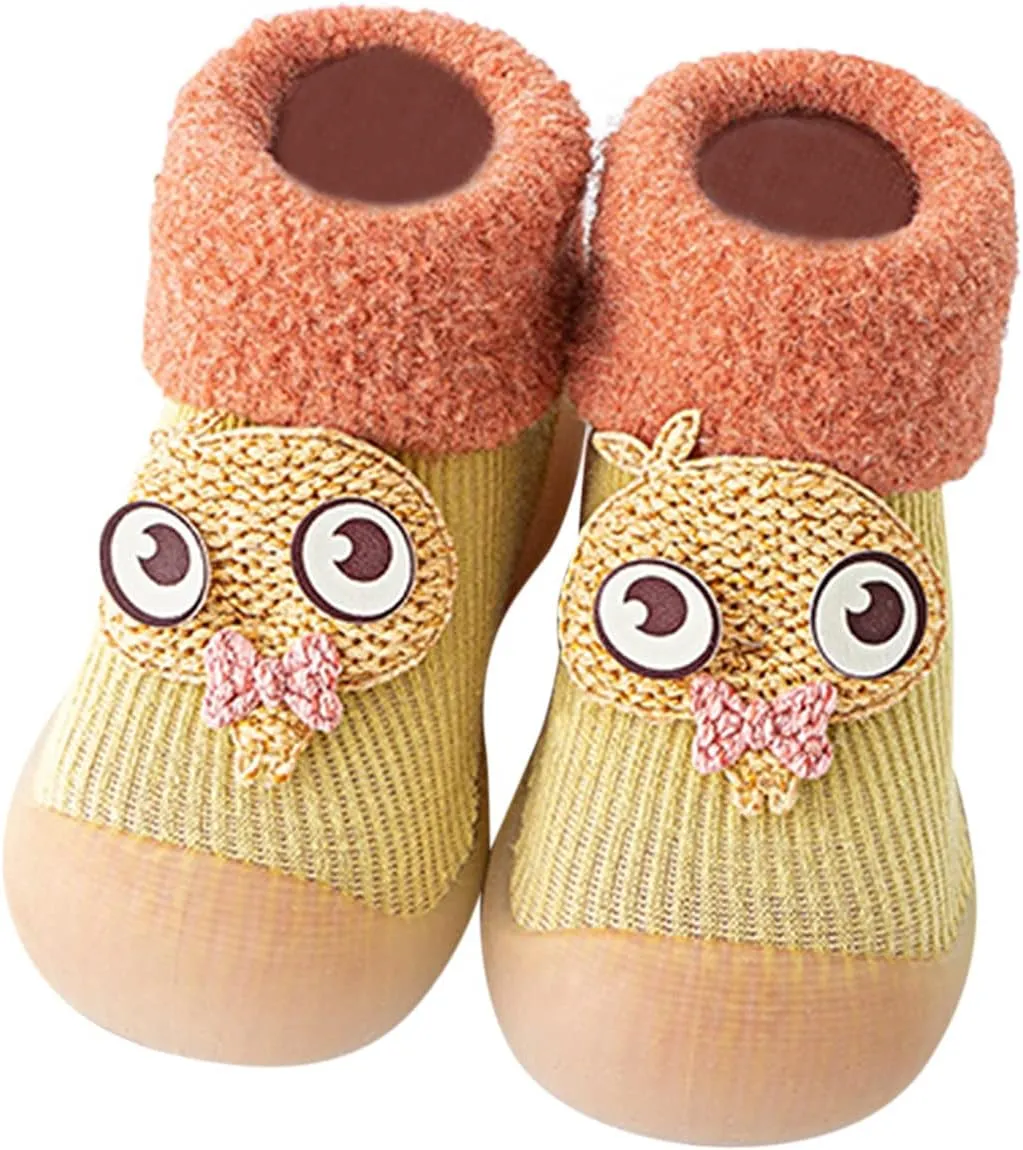 Toddler Sneakers Sole Socks Solid Girls Baby Kids Rubber Boys Warm Soft Knit Stocking Sneakers for Walkers