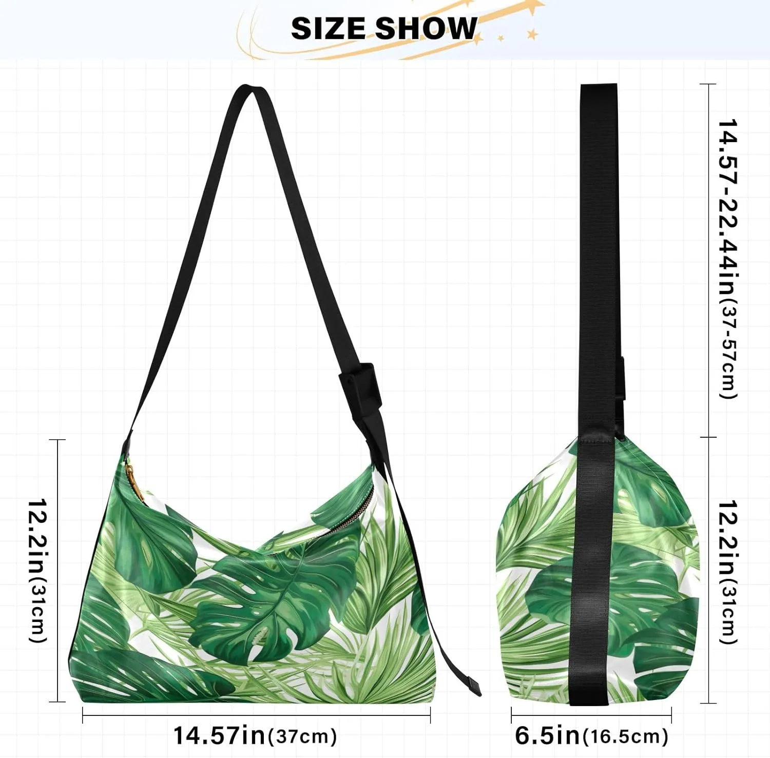 Tropical Leaves for Printing Crossbody Leather Shoulder Bag, Cross Body Shoulder Bag Leather, Shoulder Bag for Woman