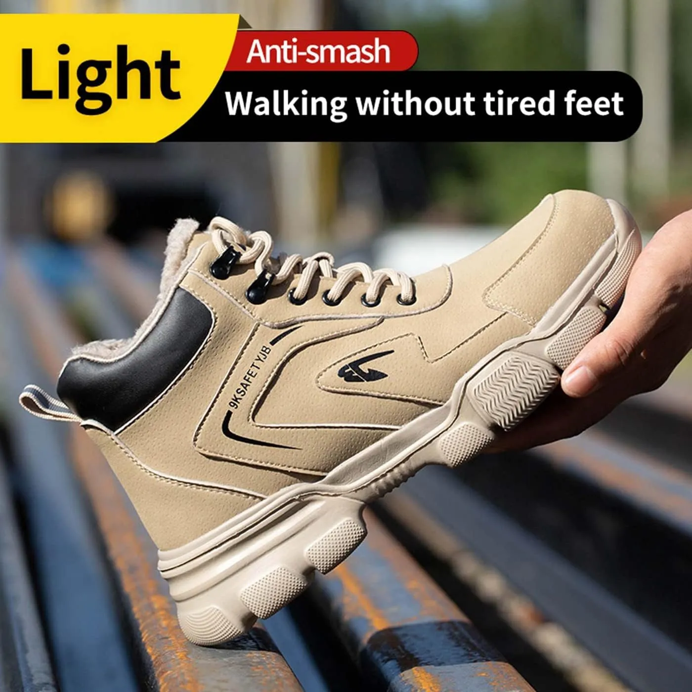 U-lite Steel Toe Safety Slip Resistant Puncture Proof Waterproof Work Shoes for Men Women Indestructible Breathable Lightweight Comfortable Men's Construction