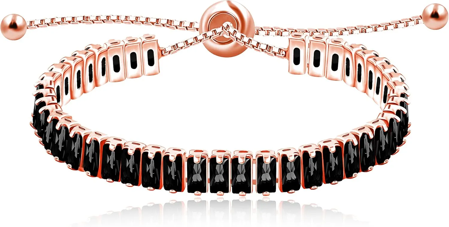Uloveido Classic Emerald Cut Rectangular Cubic Zirconia Eternity Tennis Bracelet Adjustable for Women Y1788