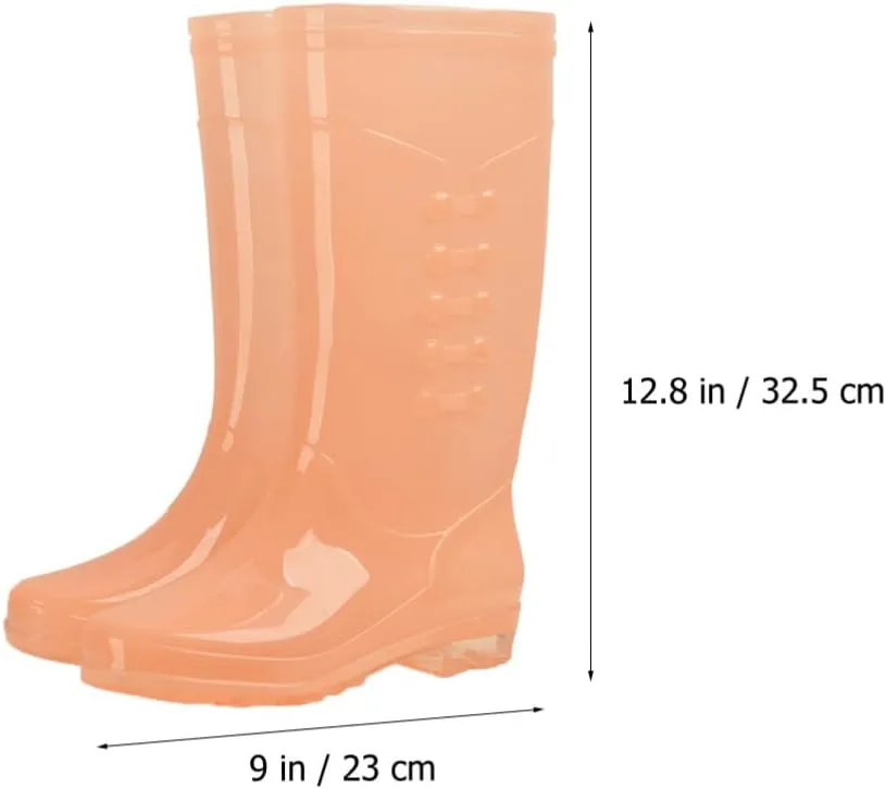Vaguelly Rain Boots for Women Rainproof Anti-slip Sole 36 Size Candy Orange 1 Pair Women Shoes