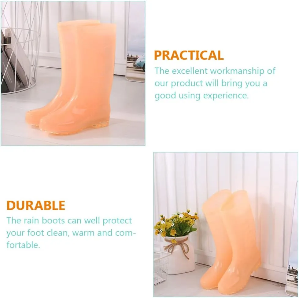 Vaguelly Rain Boots for Women Rainproof Anti-slip Sole 36 Size Candy Orange 1 Pair Women Shoes