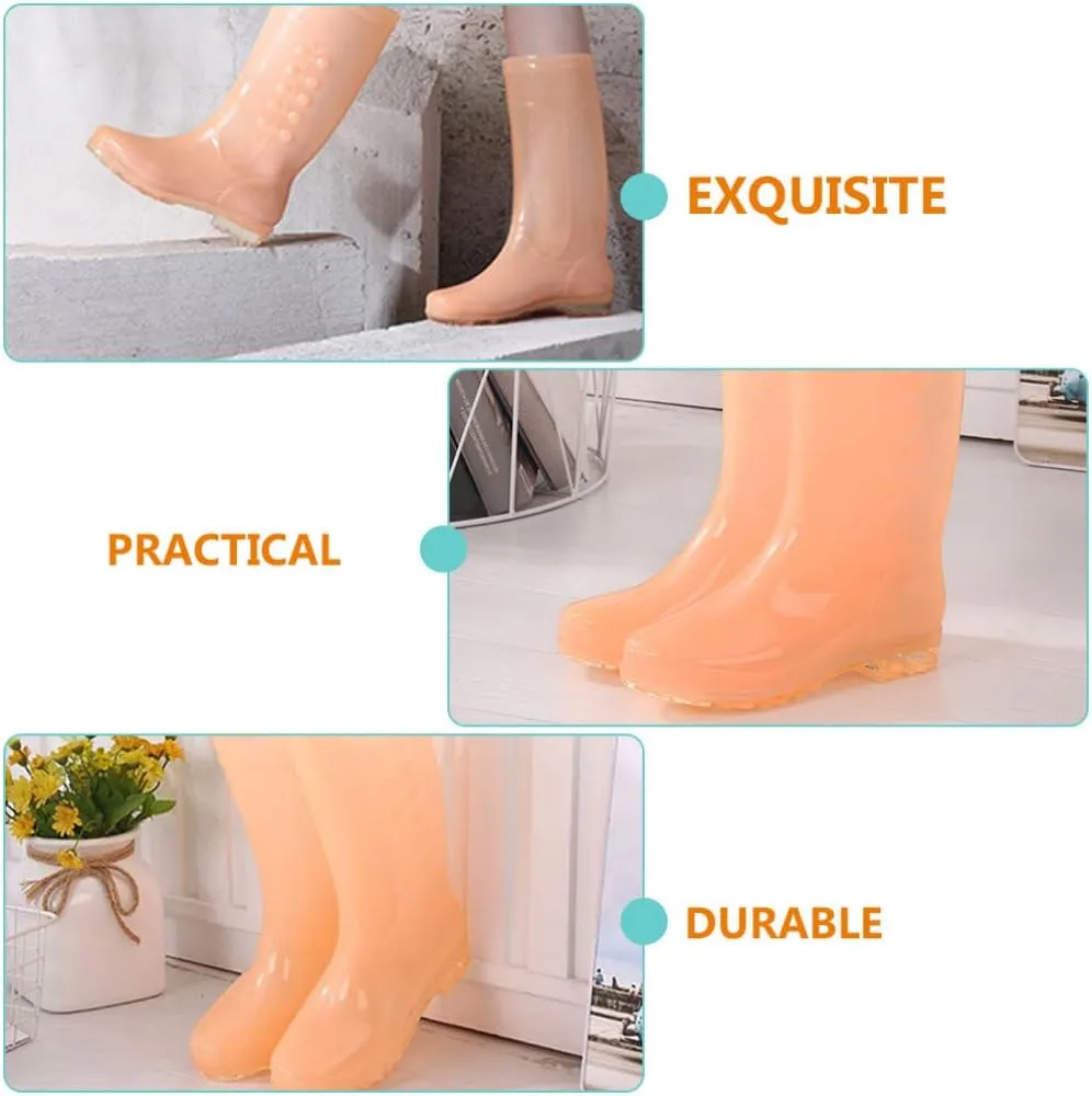 Vaguelly Rain Boots for Women Rainproof Anti-slip Sole 36 Size Candy Orange 1 Pair Women Shoes