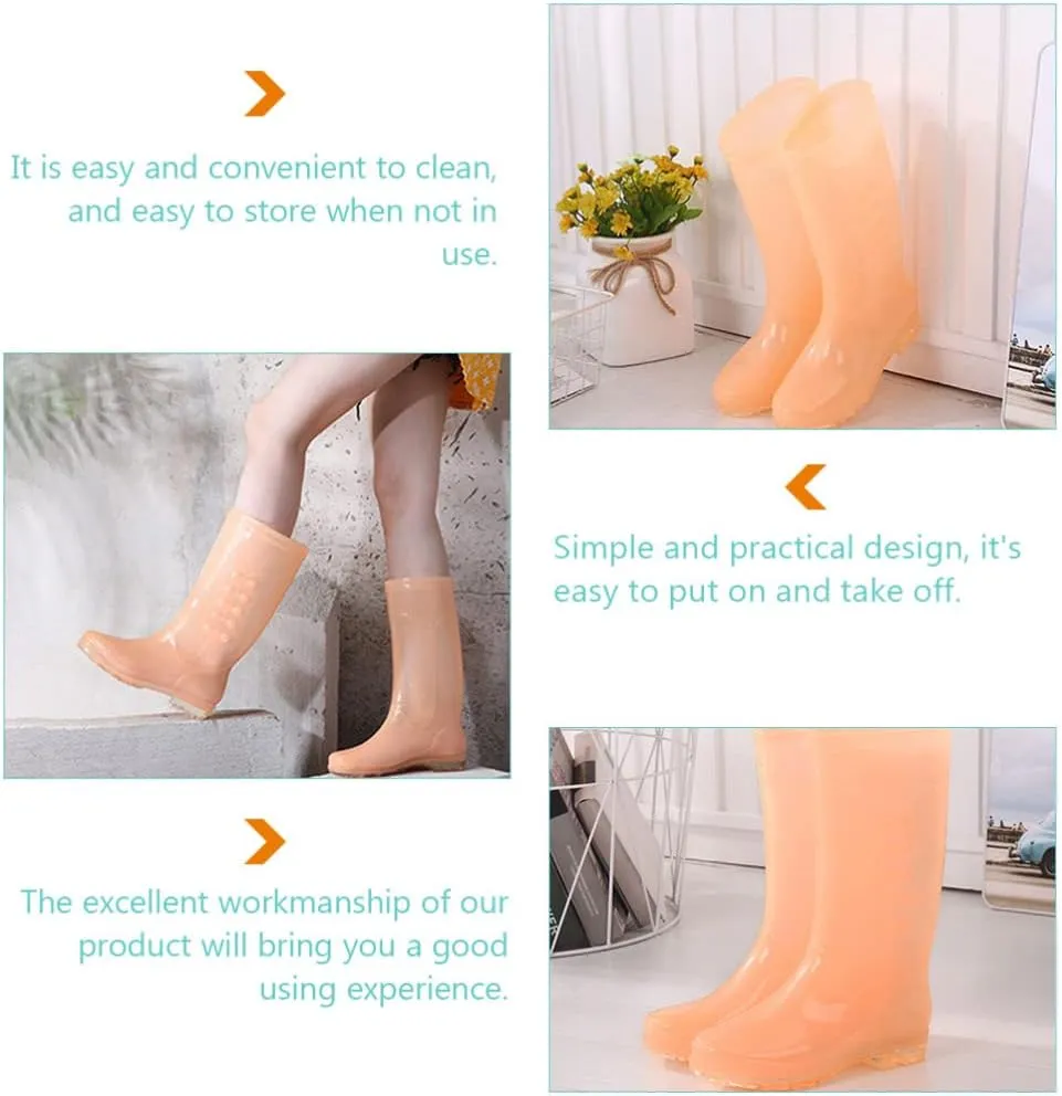 Vaguelly Rain Boots for Women Rainproof Anti-slip Sole 36 Size Candy Orange 1 Pair Women Shoes