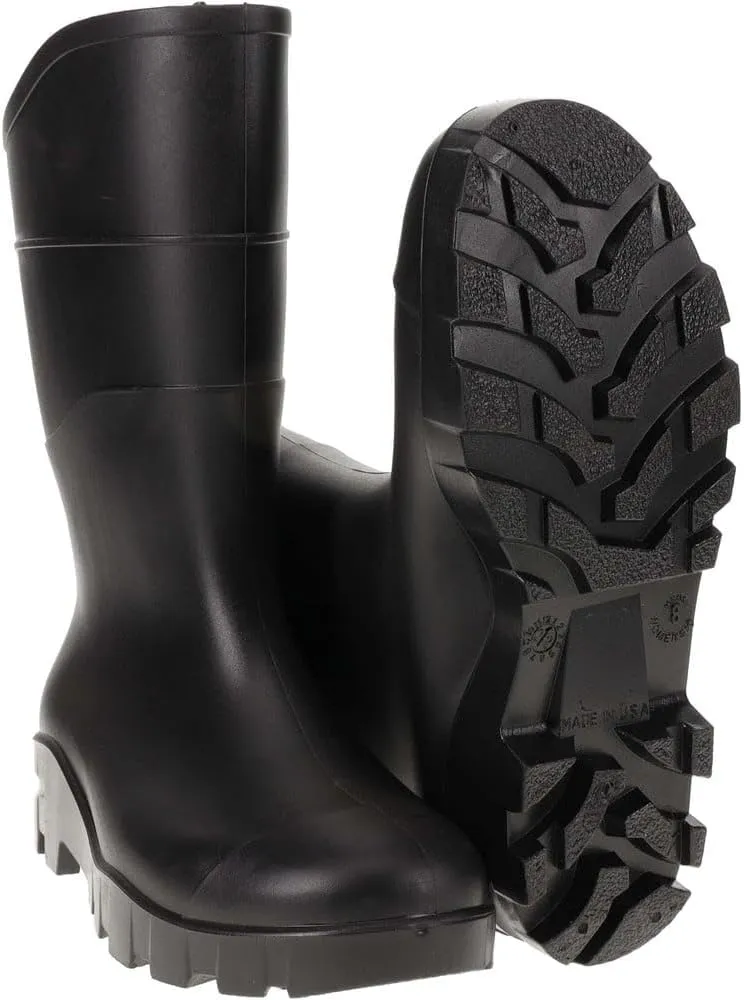 Value Slip-Resistant Black PVC Work Boots: Steel Toe, 1 Pair