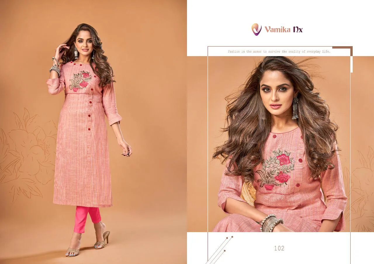 Vamika Nx Presents Rosy Cotton Casual Wear Kurtis Collections