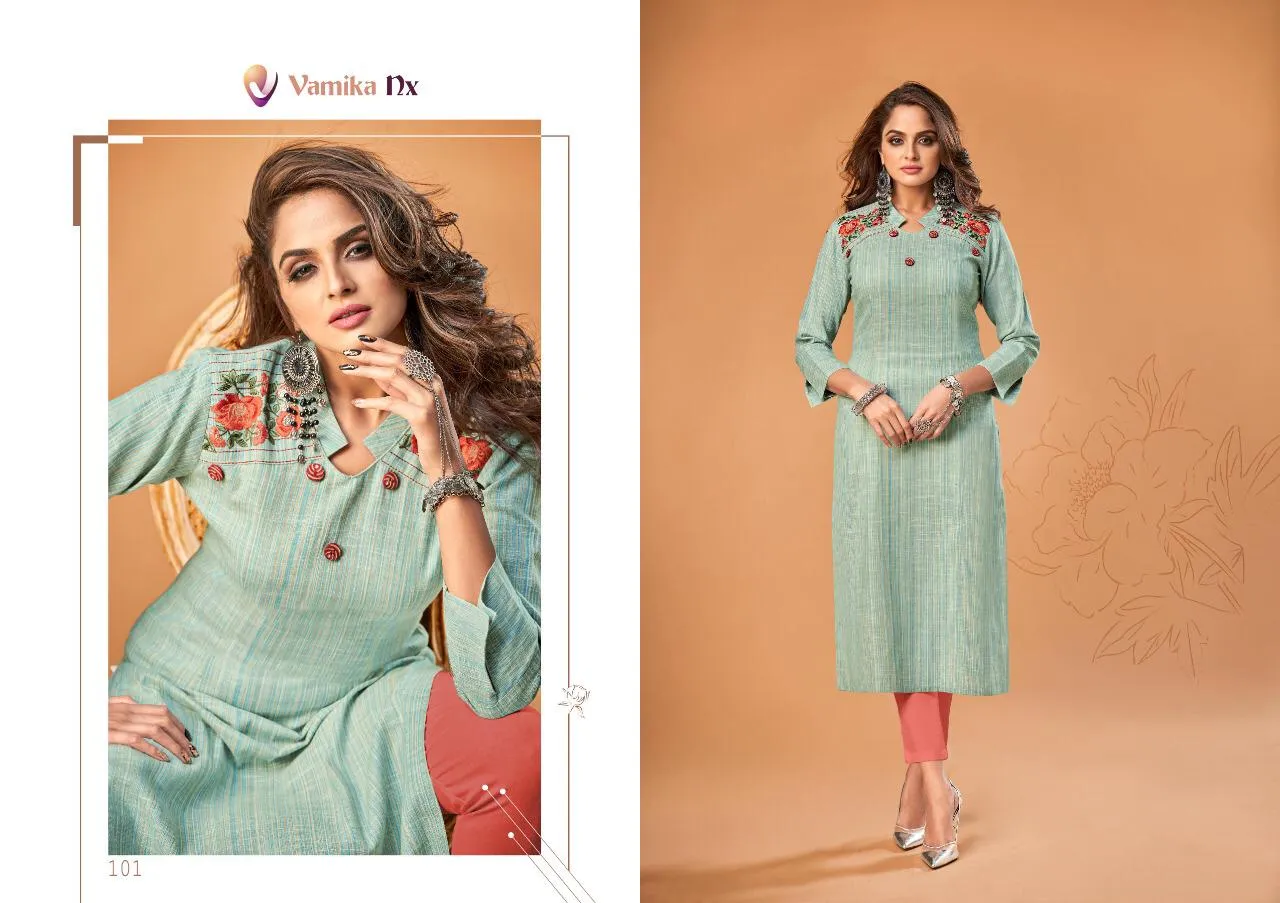 Vamika Nx Presents Rosy Cotton Casual Wear Kurtis Collections