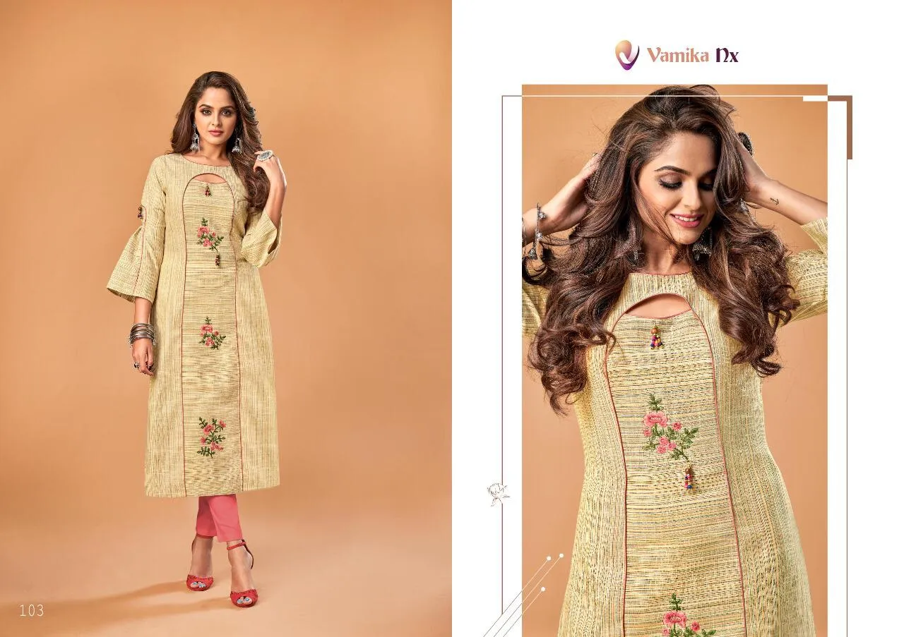 Vamika Nx Presents Rosy Cotton Casual Wear Kurtis Collections