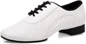 VEACAM Breathable Ballroom Dance Shoes Leather Character Shoes for Male, Lace-Up Men's Salsa Latin Tango Dancing Shoes