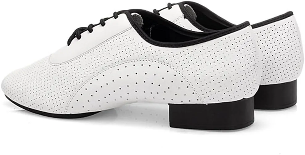 VEACAM Breathable Ballroom Dance Shoes Leather Character Shoes for Male, Lace-Up Men's Salsa Latin Tango Dancing Shoes