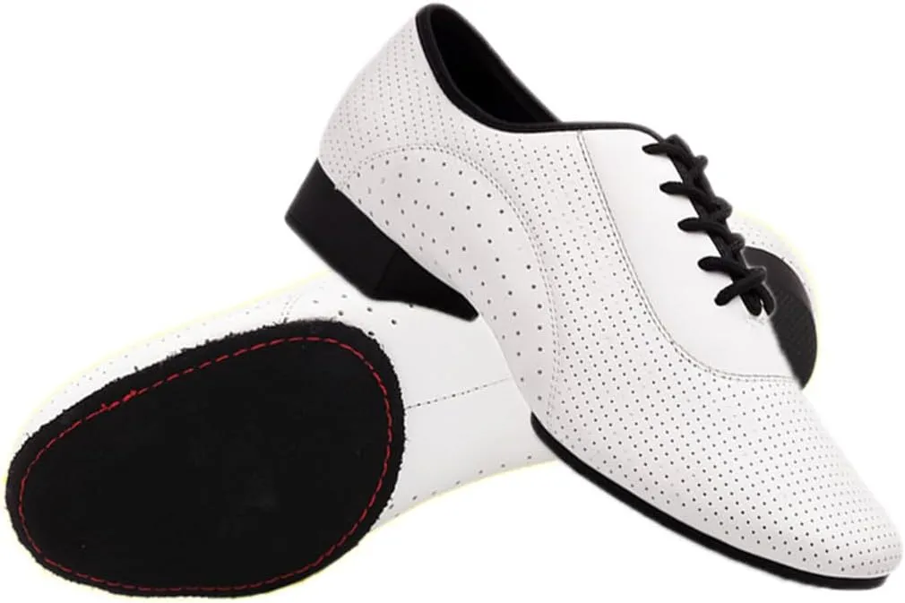 VEACAM Breathable Ballroom Dance Shoes Leather Character Shoes for Male, Lace-Up Men's Salsa Latin Tango Dancing Shoes