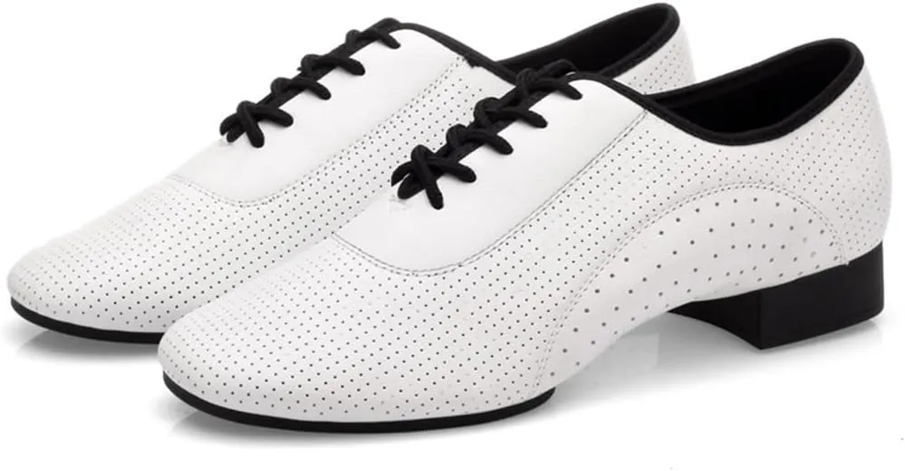 VEACAM Breathable Ballroom Dance Shoes Leather Character Shoes for Male, Lace-Up Men's Salsa Latin Tango Dancing Shoes