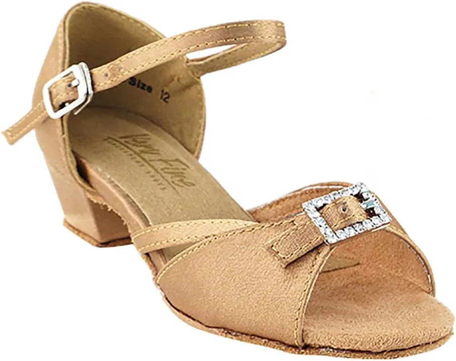 Very Fine Ballroom Latin Tango Salsa Dance Shoes for Girls - 1720G - 1.5 inch Heel-Brown Satin - Size - 4 M