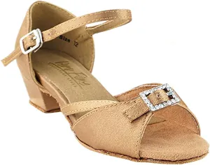 Very Fine Ballroom Latin Tango Salsa Dance Shoes for Girls - 1720G - 1.5 inch Heel-Brown Satin - Size - 4 M