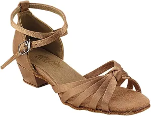 Very Fine Ballroom Latin Tango Salsa Dance Shoes for Girls - 6005G - 1.5 inch Heel-Brown Satin - Size - 13.5 M