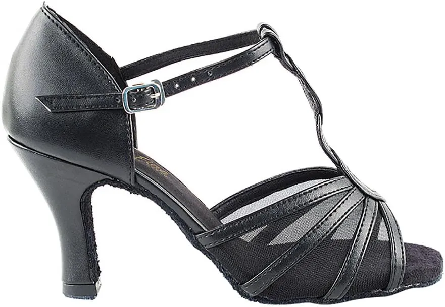 Very Fine Dance Shoes - Ladies Latin, Rhythm, Salsa, Waltz, Wedding Dance Shoes - 1692-2.5-inch Heel and Foldable Brush Bundle