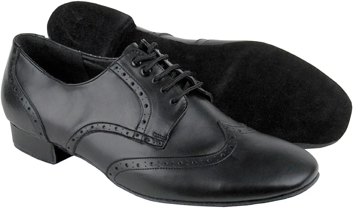 Very Fine Men's Salsa Ballroom Tango Latin Dance Shoes Style PP301 Bundle with Dance Shoe Wire Brush, Black