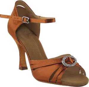 Very Fine Women's Ballroom Dance Shoes Tango Wedding Salsa Dance Shoes Dark Tan Satin Sera1154EB Comfortable Dance Shoes 3" Heel 6.5 M US [Bundle of 5]