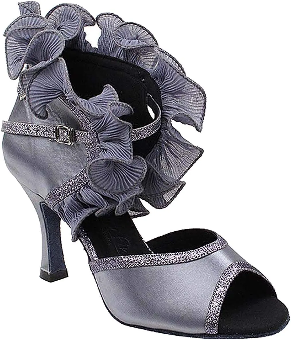 Very Fine Women's Ballroom Dance Shoes Tango Wedding Salsa Dance Shoes Ruffle Silver Grey Sera7013EB Comfortable Dance Shoes 3" Heel 8.5 M US [Bundle of 5]