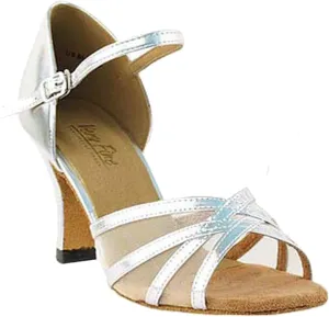 Very Fine Women's Ballroom Dance Shoes Tango Wedding Salsa Dance Shoes Silver Leather & Flesh Mesh 6027EB Comfortable Dance Shoes 2.5" Heel 5.5 M US [Bundle of 5]