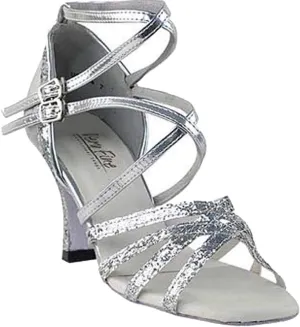 Very Fine Women's Ballroom Dance Shoes Tango Wedding Salsa Dance Shoes Silver Sparkle & Silver Leather 5008MEB Comfortable Dance Shoes 2.5" Heel 5 M US [Bundle of 5]