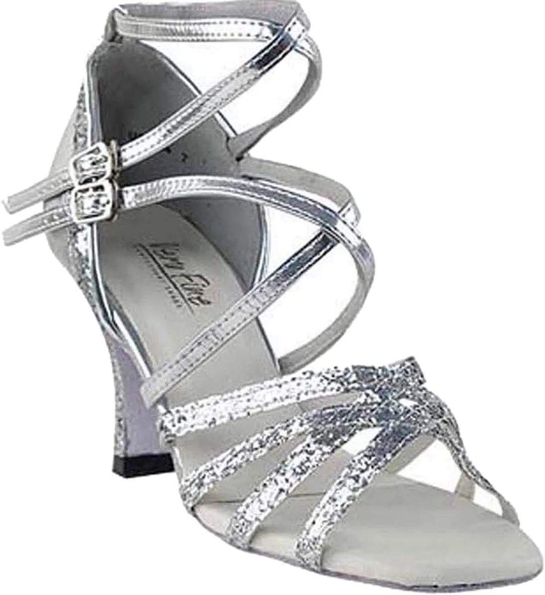 Very Fine Women's Ballroom Dance Shoes Tango Wedding Salsa Dance Shoes Silver Sparkle & Silver Leather 5008MEB Comfortable Dance Shoes 2.5" Heel 5 M US [Bundle of 5]