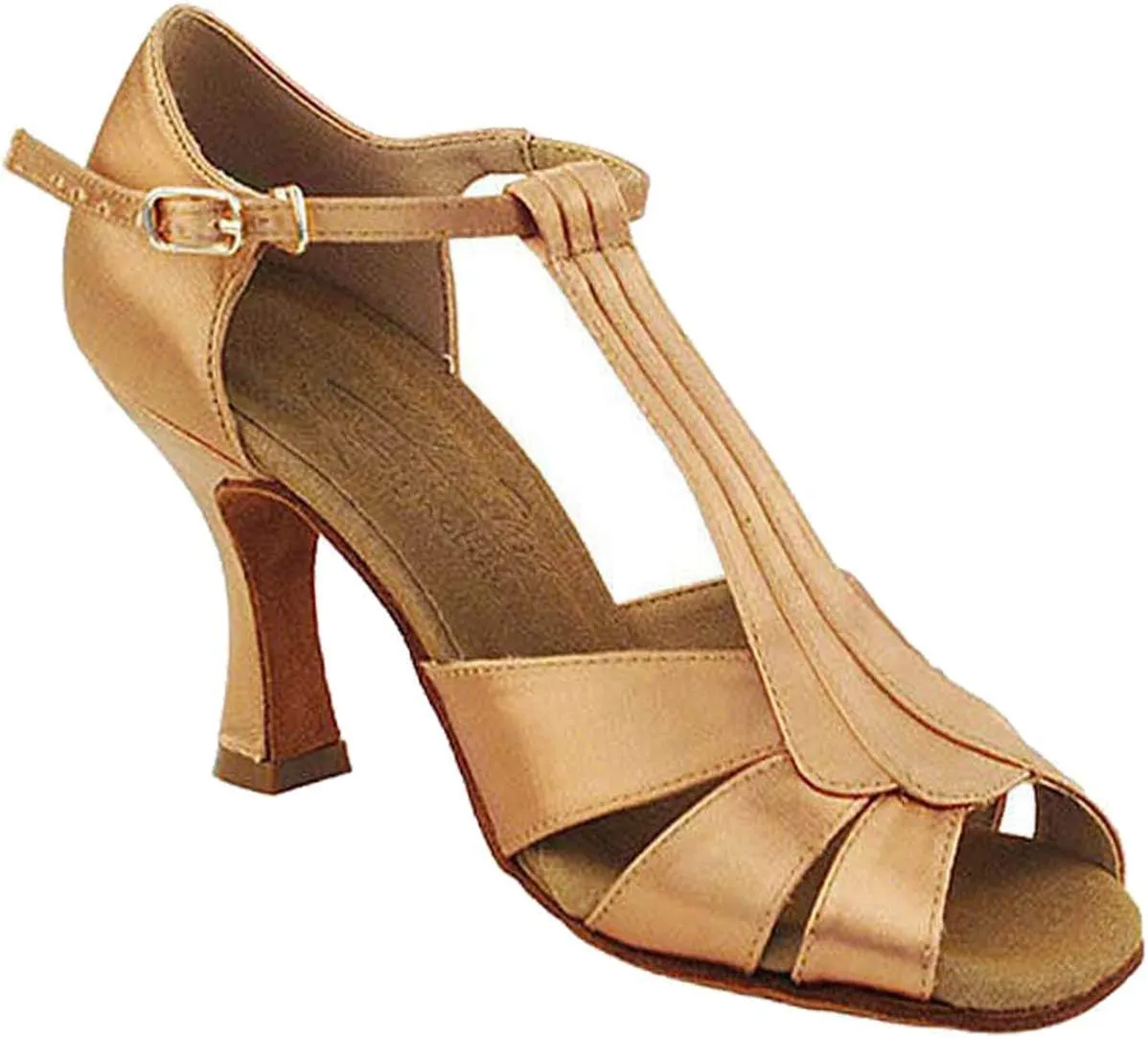Very Fine Women's Ballroom Dance Shoes Tango Wedding Salsa Dance Shoes Tan Satin S2806EB Comfortable Dance Shoes 2.5" Heel 7 M US [Bundle of 5]