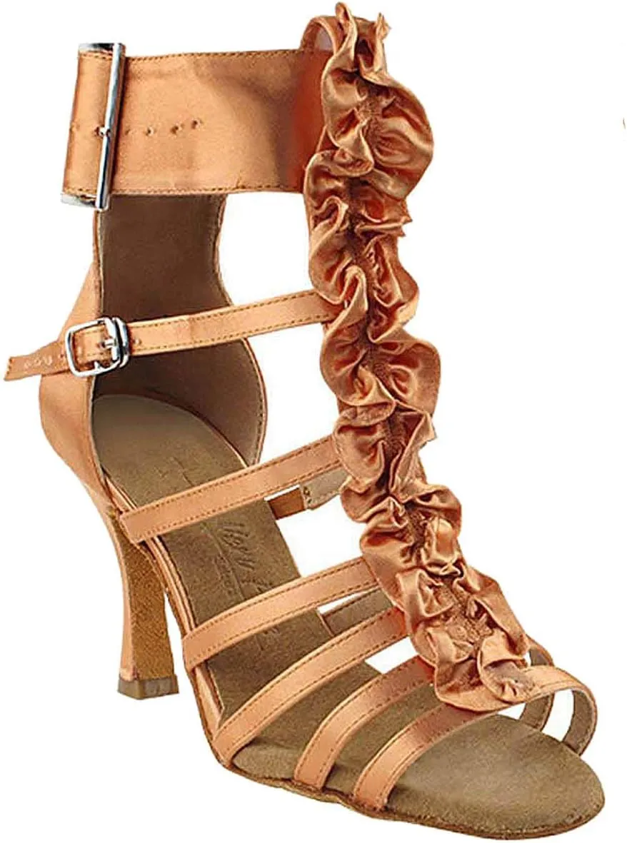 Very Fine Women's Ballroom Dance Shoes Tango Wedding Salsa Dance Shoes Tan Satin Sera7026EB Comfortable Dance Shoes 2.5" Heel 8.5 M US [Bundle of 5]