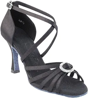 Very Fine Women's Ballroom Tango Wedding Party Salsa Dance Shoes Black Satin Sera 1123 Comfortable Dance Shoes 2.5" Heel 5.5 M US [Bundle of 4]