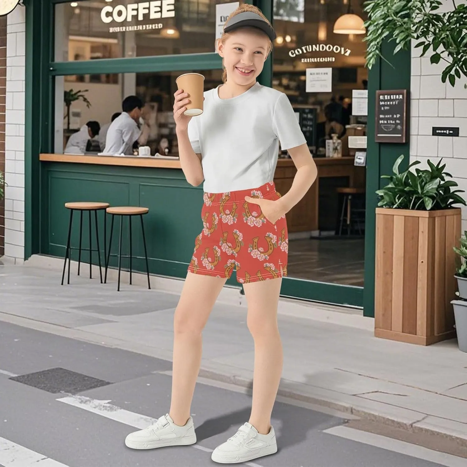 VIGTRO Girls Athletic Short Casual Shorts Elastic Waist with Pockets, Summer Sports Pants for Kids Size 7-15Y