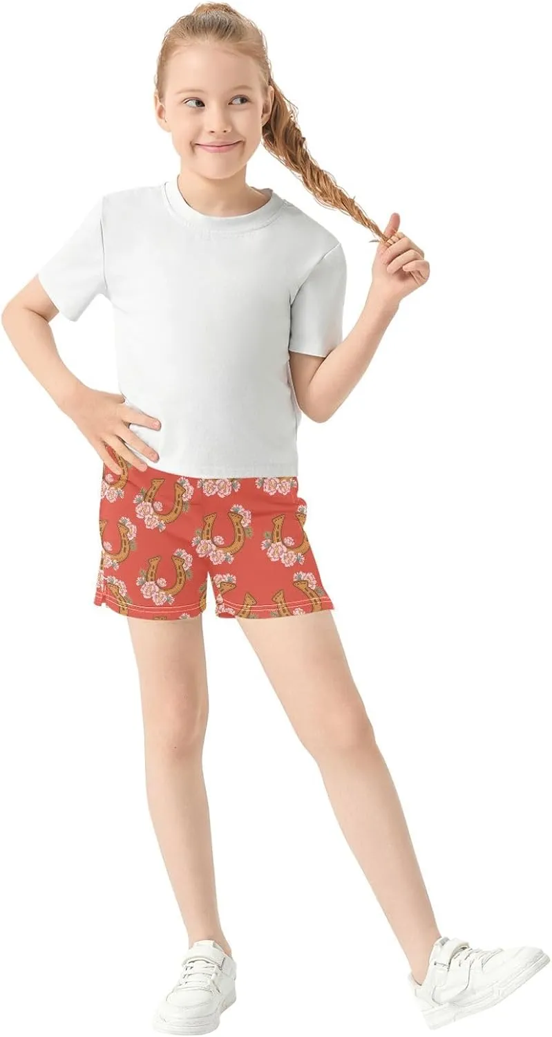 VIGTRO Girls Athletic Short Casual Shorts Elastic Waist with Pockets, Summer Sports Pants for Kids Size 7-15Y