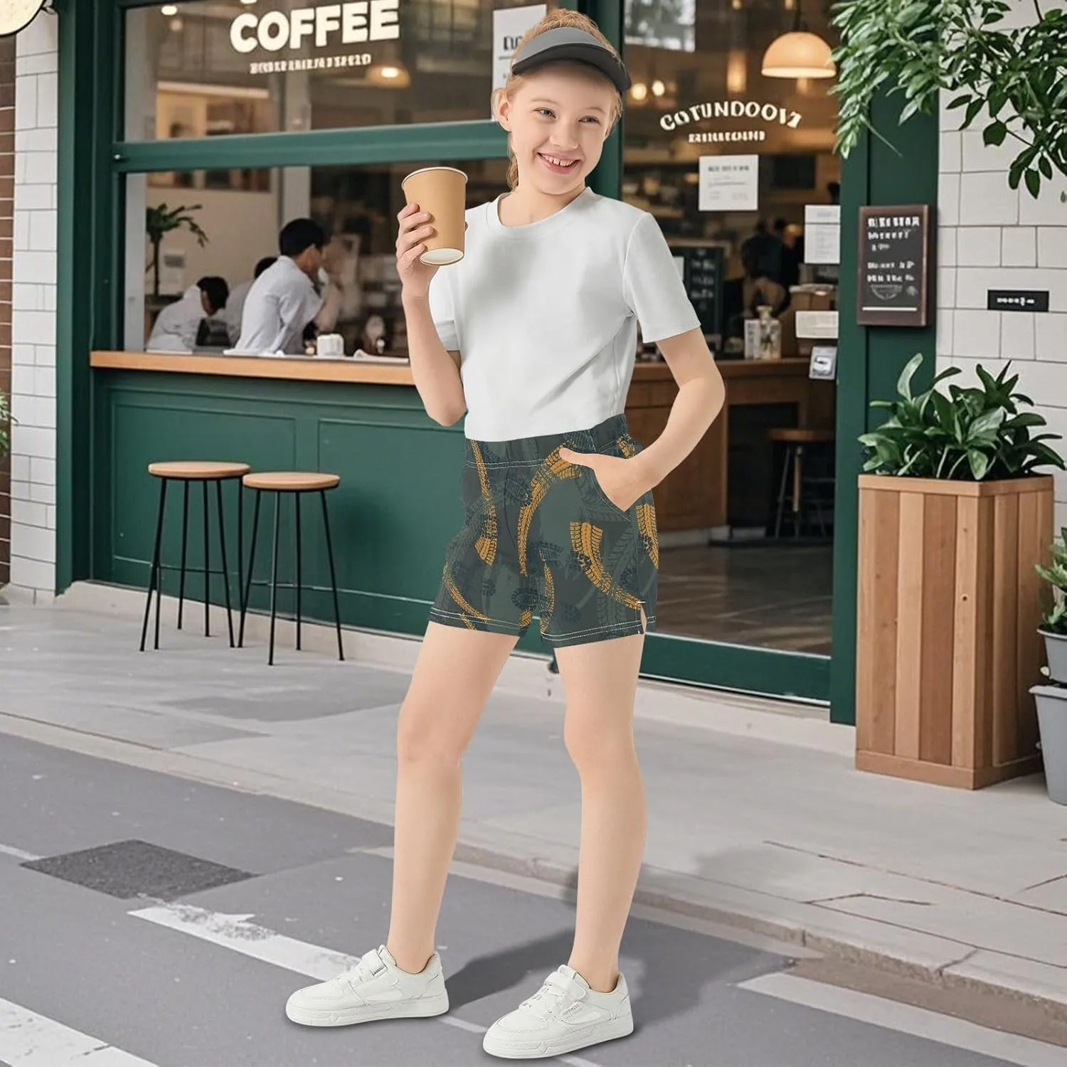 VIGTRO Girls Athletic Short Casual Shorts Elastic Waist with Pockets, Summer Sports Pants for Kids Size 7-15Y