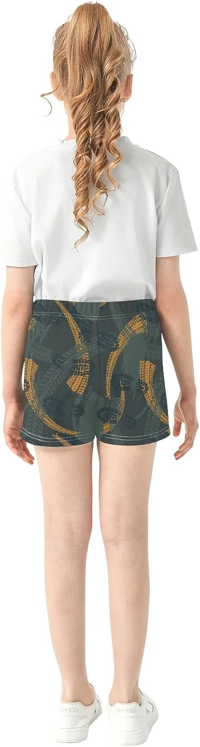 VIGTRO Girls Athletic Short Casual Shorts Elastic Waist with Pockets, Summer Sports Pants for Kids Size 7-15Y
