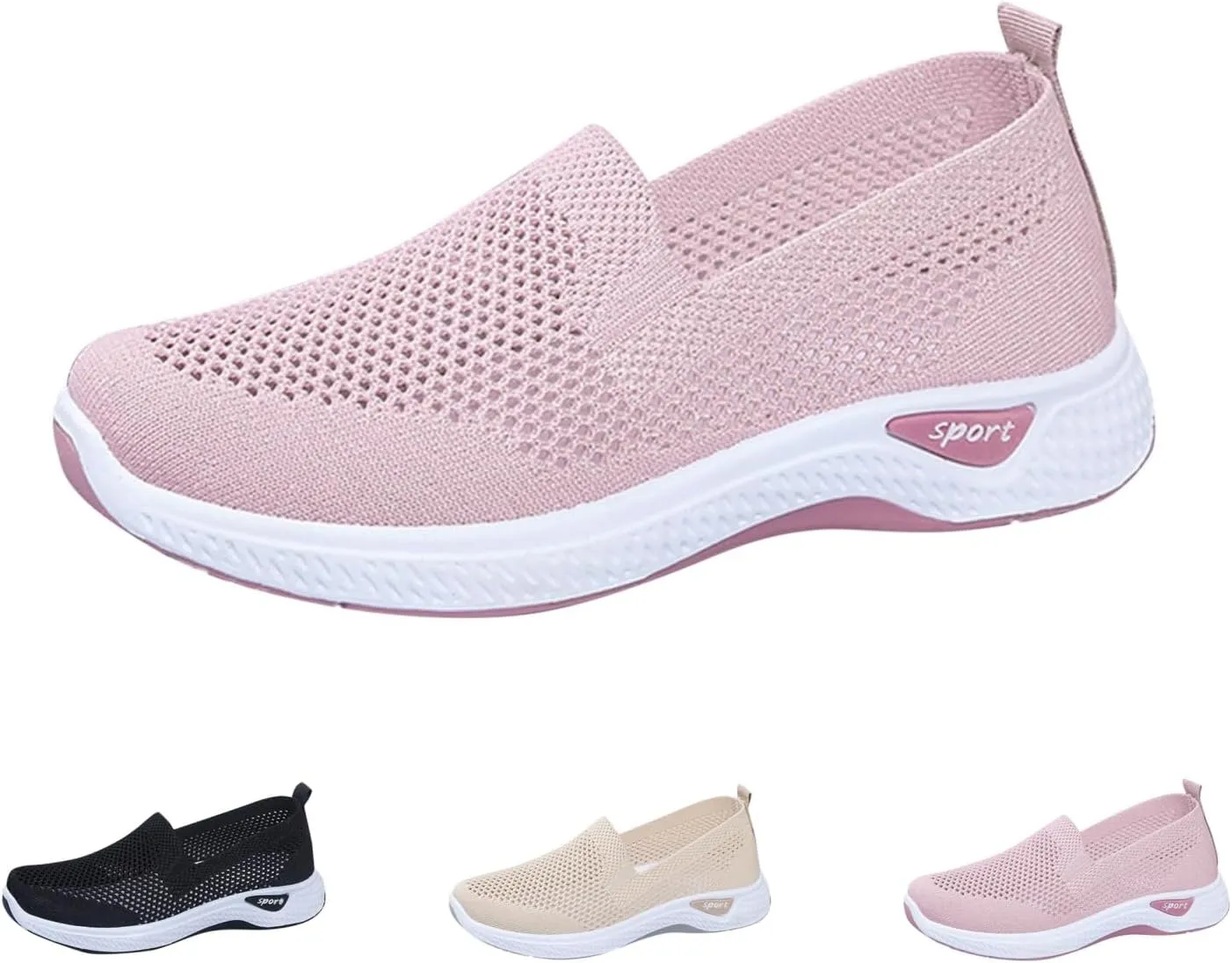 Walking Shoes for Women Comfortable Breathable Knit Sneakers Fashion Woven Orthopedic Sneakers Lightweight Slip-On Sneakers