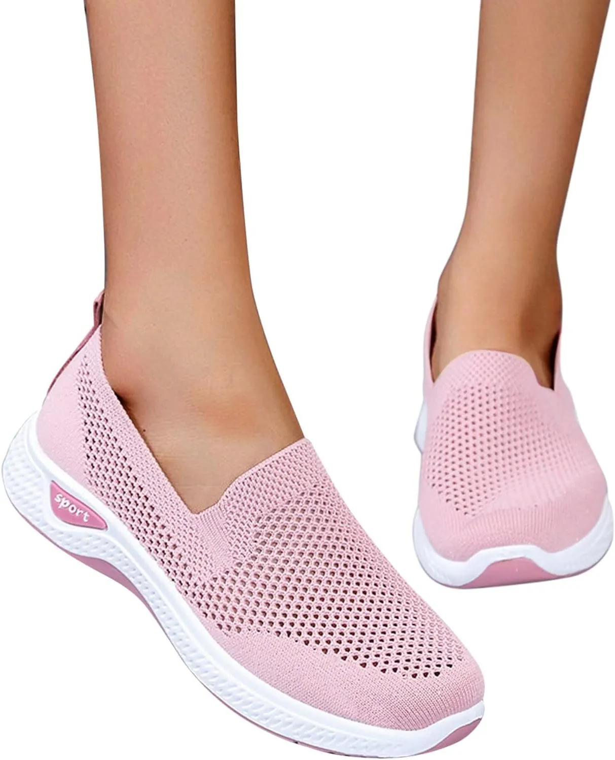 Walking Shoes for Women Comfortable Breathable Knit Sneakers Fashion Woven Orthopedic Sneakers Lightweight Slip-On Sneakers
