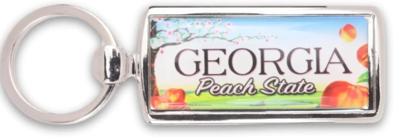 Westmon Works Georgia Keychain Metal Key Ring with Peach State License Plate Fob