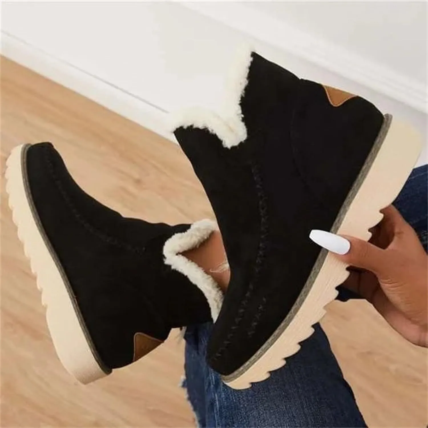 Wide Width Snow Boots for Women Plus Size Snow Boot Women Cute Women Winter Boots Fashion Wide Snow Boots for Women Botas De Invierno Para Mujer Elegantes Con Tacon