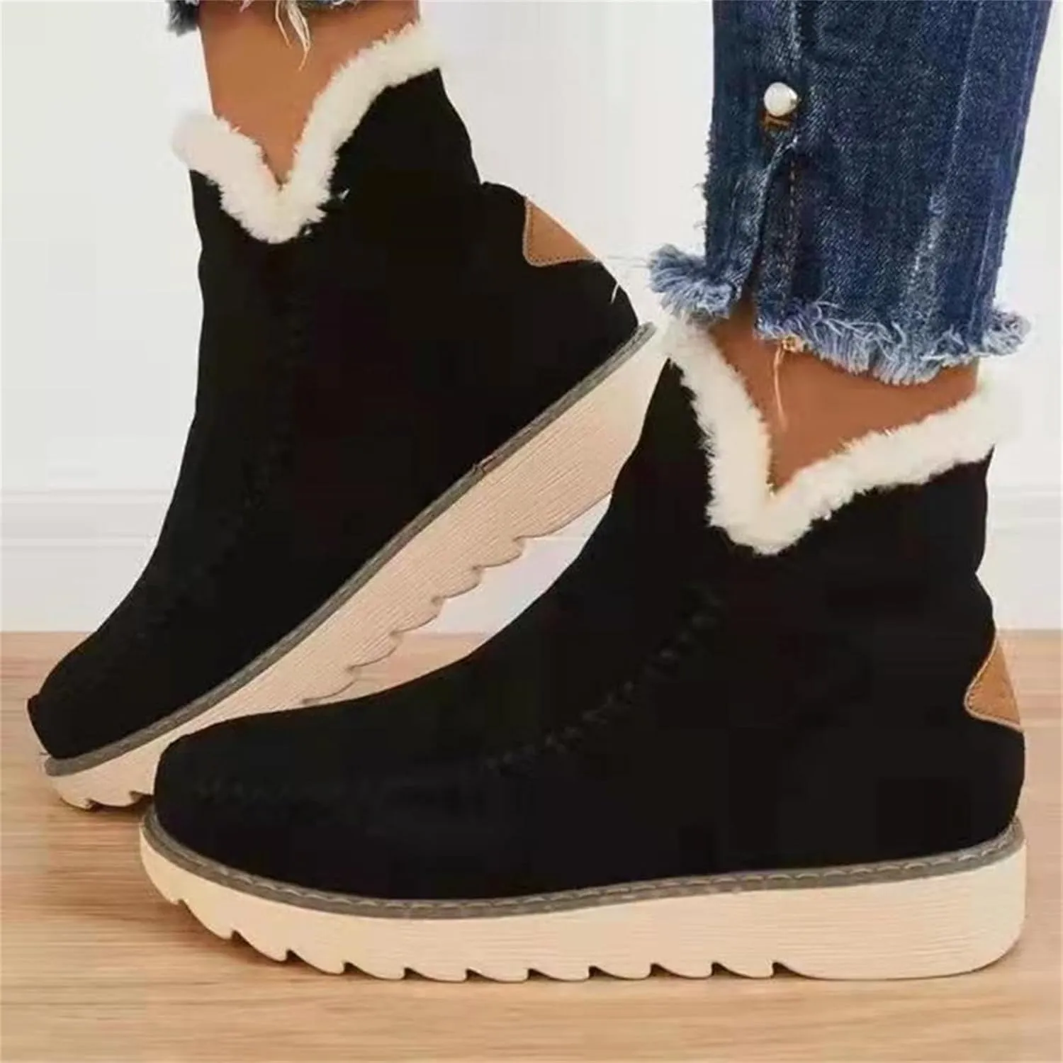 Wide Width Snow Boots for Women Plus Size Snow Boot Women Cute Women Winter Boots Fashion Wide Snow Boots for Women Botas De Invierno Para Mujer Elegantes Con Tacon