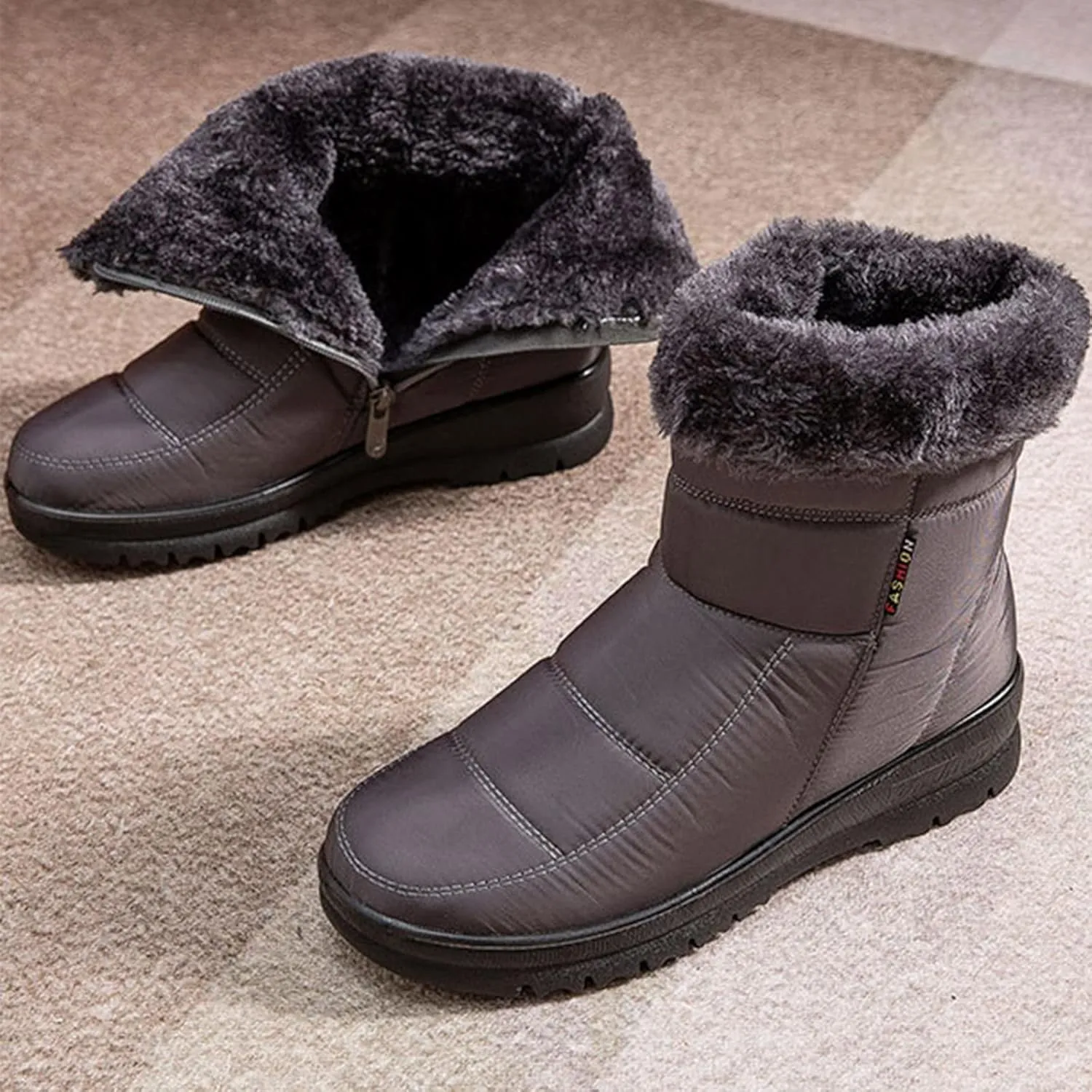 Wide Width Snow Boots Women 11 Women's Faux Fur Boot Furry Fluffy Short Snow Boot Mid-Calf Boots Fur Boots for Women Winter White Zapatos Para Invierno Mujer De Nieve Womens 9.5 Wide Winter Boots
