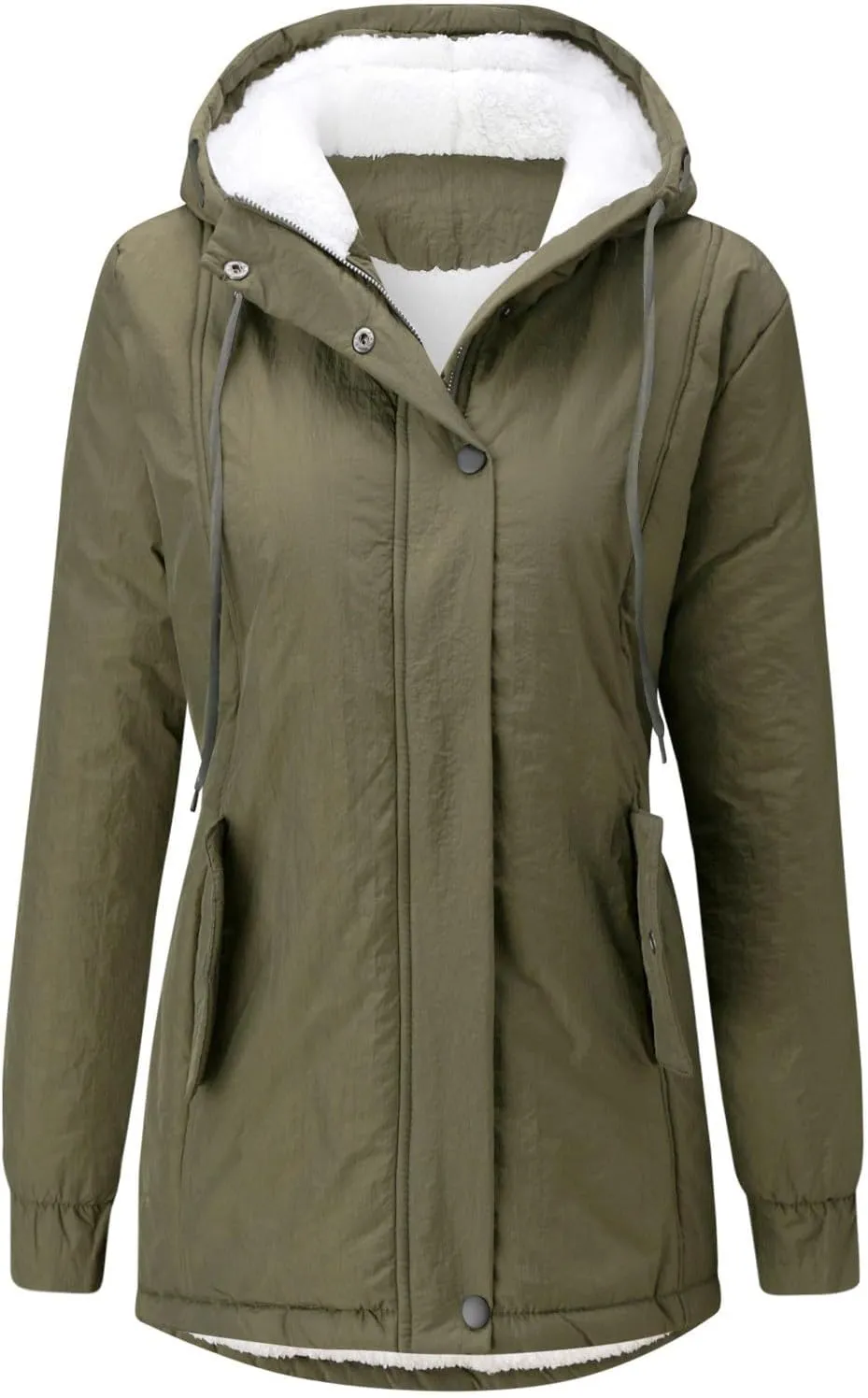 Winter Overcoat Women's Thick Outwear Fur' Lined Hooded Coat Warm Trench Women's Coat Extra Small Fleece Jacket